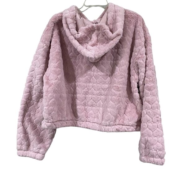 Pink Heart Pattern Super Soft pastel pink Plush Hoodie By No Boundaries XL - Picture 4 of 5